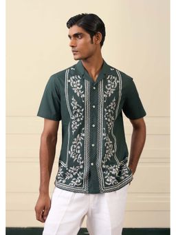 Gargee Designers - Emerald Embroidered Resort Green Shirt