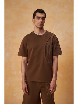 Muvazo - Linear Detail Brown T-shirt