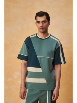 Muvazo - Diagonal Panel Green T-shirt