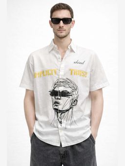 XKIND - Implicit Trust White Pure Cotton Printed Shirt