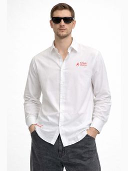 XKIND - Trust Th White Pure Cotton Printed Shirt