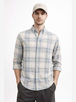 XKIND - Blue Checks Regular Fit Casual Shirt