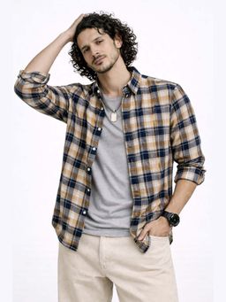 XKIND - Brown Checks Regular Fit Casual Shirt