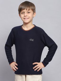 Monte Carlo - Navy Solid Round Neck Sweater