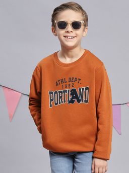 Monte Carlo - Brown Printed Round Neck Sweatshirt