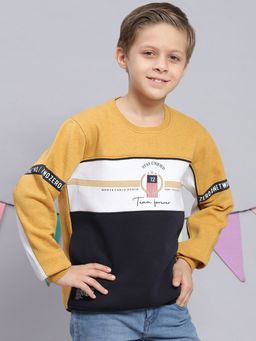 Monte Carlo - Mustard Melange Printed Round Neck Sweatshirt