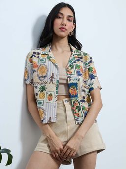 The Souled Store - Originals: Tropical Mood Off White Shirt