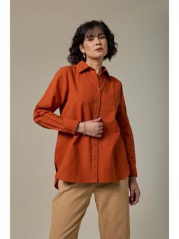 Studio Rabha - Terracota Rust Cotton Linen Shirt