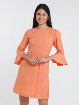 Zink London - Womens Solid Viscose Short Dress Orange
