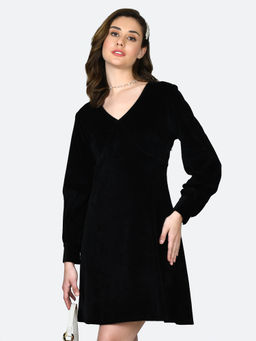 Zink London - Womens Solid Polyester Short Dress Black