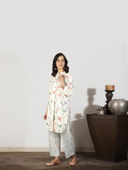 Spring Soul - Women Cream Cotton Kurta with Sequin Details