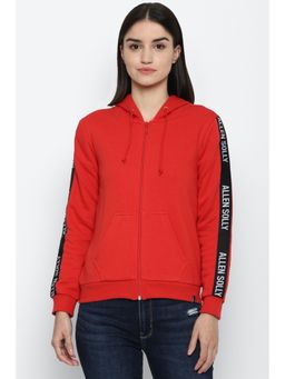 Allen Solly - Red Hooded Printed Sweatshirts