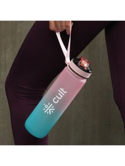 CULT - Motivational Bottle 1L Unisex Time Mark Sipper With Straw Blue Pink