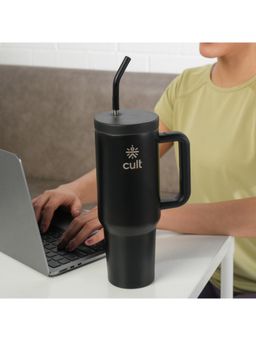 CULT - Tumbler 1200Ml Steel Straw With Straw Cap And Cleaner Unisex Black