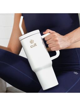 CULT - Tumbler 1200Ml Steel Straw With Straw Cap And Cleaner Unisex White