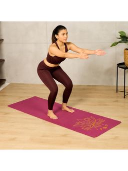 CULT - Yoga Mat Unisex Tpe Purple Lotus Print 6Mm With Bag And Strap