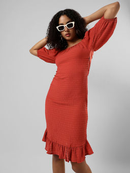 PINACOLADA - Womens Solid Red Regular Fit Dress
