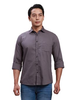 Parx - Slim Fit Solid Dark Grey Shirt