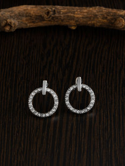 E2O - Silver Circular Stud Earrings For Women