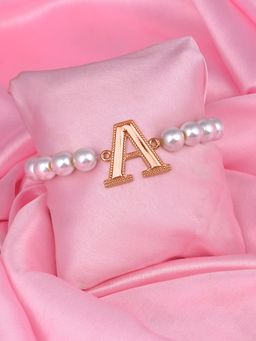 Estele - Rose Gold Plated Adorable A Letter Pearl Bracelet for Women