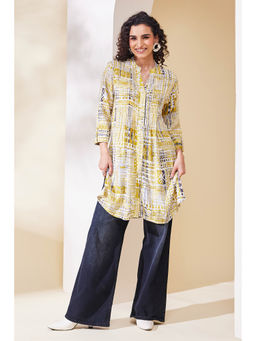 Biba - Women Mustard Viscose Rayon Straight Kurti