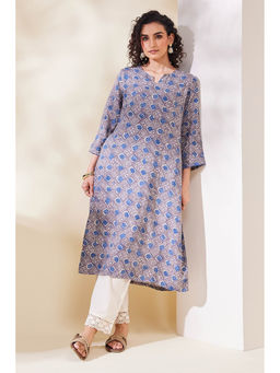 Biba - Women Grey Viscose Rayon Straight Kurta