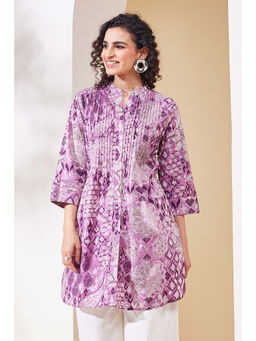 Biba - Women Purple Cotton A Line Kurti