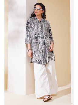Biba - Women White Viscose Rayon Straight Kurti