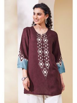 Biba - Women Maroon Viscose Rayon Straight Kurti