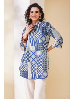 Biba - Women Blue Cotton A Line Shirt