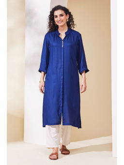 Biba - Women Blue Viscose Rayon Straight Kurta