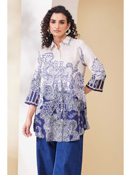 Biba - Women White Viscose Rayon Straight Shirt