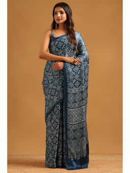 Soch - Women Navy Blue Viscose Printed Saree