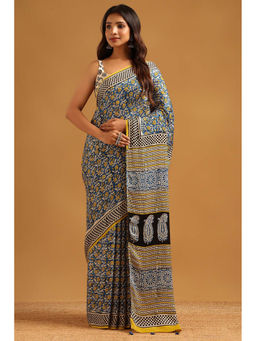 Soch - Women Indigo Silk Blend Printed Saree