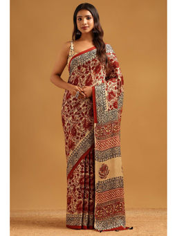 Soch - Women Beige Silk Blend Printed Saree