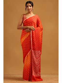 Soch - Women Orange Silk Blend Printed Saree