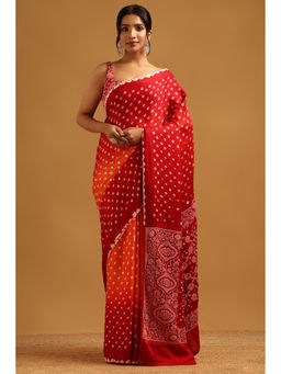 Soch - Women Red Silk Blend Printed Saree