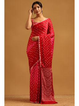 Soch - Women Red Silk Blend Printed Saree