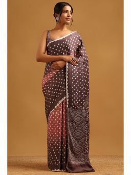 Soch - Women Brown Silk Blend Printed Saree
