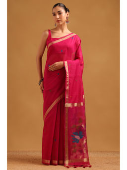 Soch - Women Magenta Chanderi Zari Handloom Saree