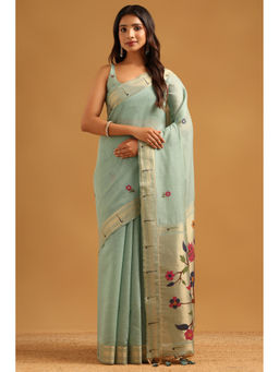 Soch - Women Blue Chanderi Zari Handloom Saree