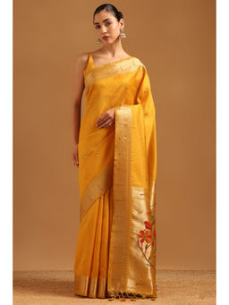 Soch - Women Yellow Tussar Zari Handloom Saree