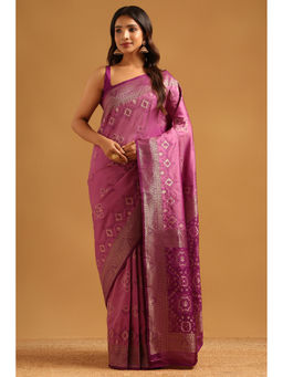 Soch - Women Lavender Silk Zari Handloom Saree