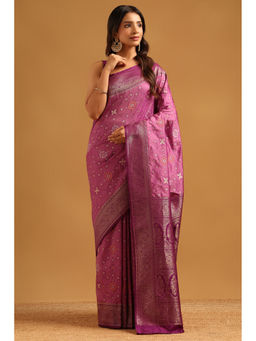 Soch - Women Lavender Silk Printed Saree