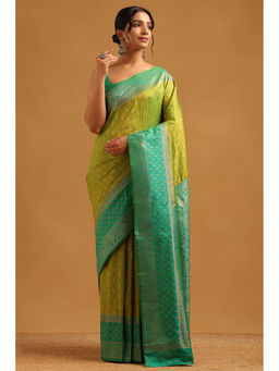 Soch - Women Green Silk Printed Saree