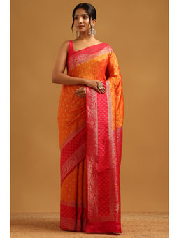 Soch - Women Orange Silk Printed Saree