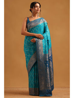Soch - Women Blue Silk Blend Printed Saree