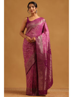 Soch - Women Purple Silk Blend Printed Saree