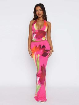 Outzidr - Pink Floral Slim Co-Ord Set