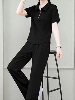 Outzidr - Black Solid/Plain Regular Co-Ord Set